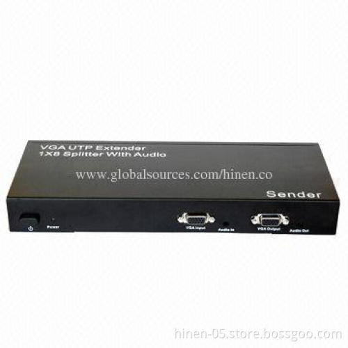 VGA UTP Extender 1x8 Splitter with Audio, Supports Resolution Up to 1920x1200